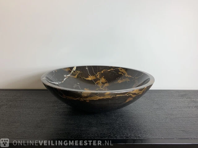 Zwart goud marmer waskom, portoro, 2023 - afbeelding 5 van  12