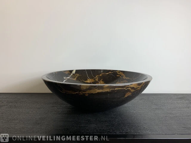 Zwart goud marmer waskom, portoro, 2023 - afbeelding 6 van  12