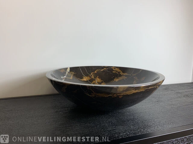 Zwart goud marmer waskom, portoro, 2023 - afbeelding 8 van  12