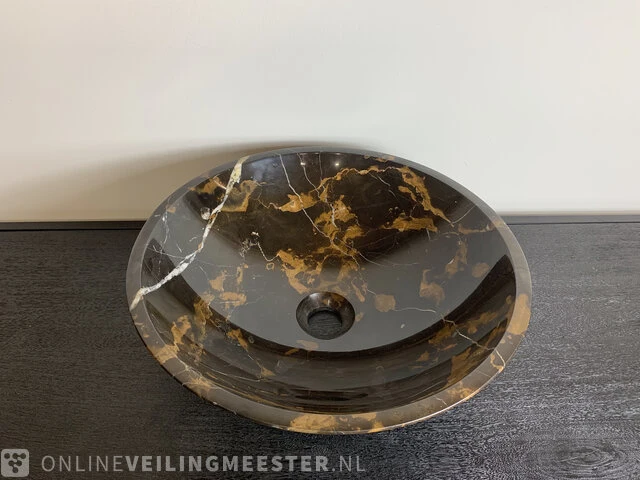 Zwart goud marmer waskom, portoro, 2023 - afbeelding 10 van  12