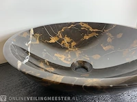 Zwart goud marmer waskom, portoro, 2023 - afbeelding 11 van  12