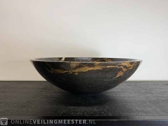 Zwart goud marmer waskom, portoro, 2023 - afbeelding 12 van  12