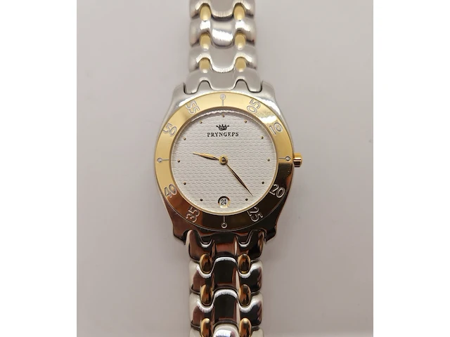 Zwitsers herenhorloge pryngeps two tone met golvende wijzerplaat - afbeelding 1 van  9