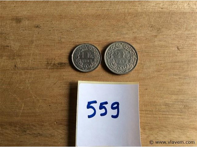 Zwitserse munten 1&2 fr - afbeelding 1 van  2