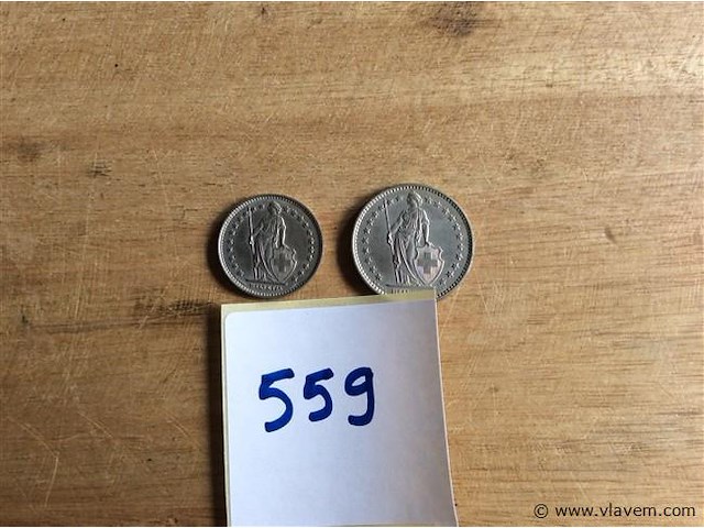 Zwitserse munten 1&2 fr - afbeelding 2 van  2