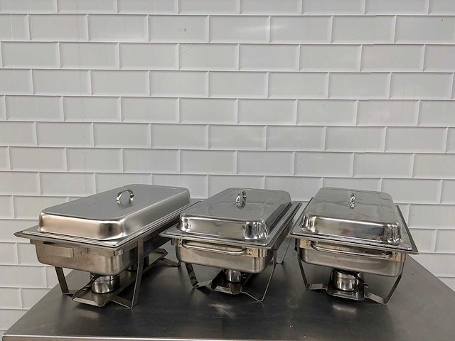 - rvs gastronorm rechaud met binnenbak gastronorm (3x) - afbeelding 1 van  3