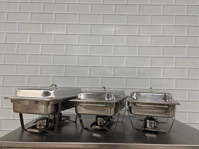 - rvs gastronorm rechaud met binnenbak gastronorm (3x) - afbeelding 2 van  3