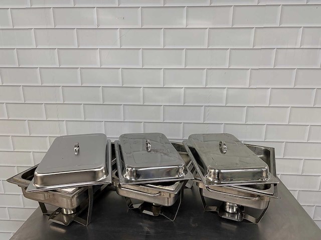 - rvs gastronorm rechaud met binnenbak gastronorm (3x) - afbeelding 3 van  3