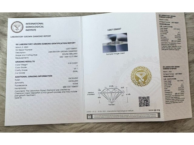 0.32 karaat diamant (gecertificeerd) - afbeelding 2 van  8