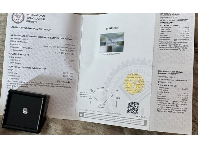 0.71 karaat diamant (gecertificeerd igi lg597372517) - afbeelding 2 van  8