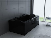 1 à 2 persoons whirlpool massagebad hoogglans zwart - half vrijstaand 183x90cm - afbeelding 2 van  4