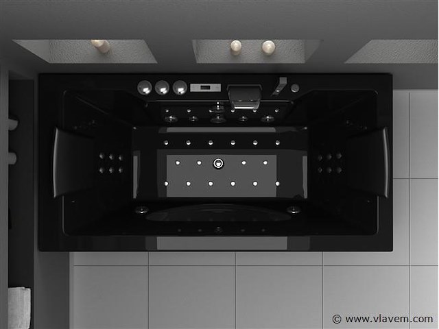 1 à 2 persoons whirlpool massagebad zwart - half vrijstaand 1800x900mm - afbeelding 2 van  3