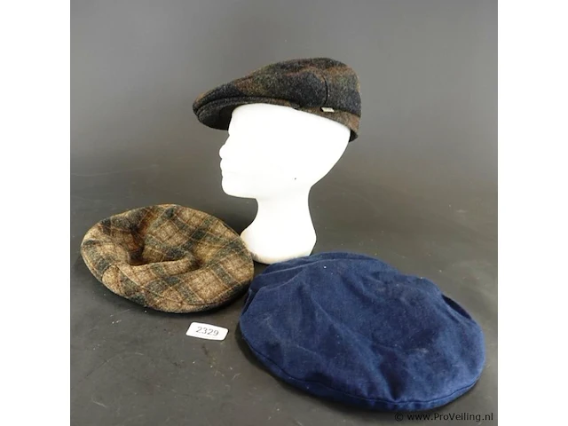 1 baret en 2 tweed/wollen balke petten - afbeelding 1 van  4