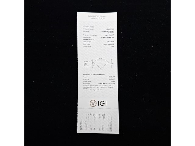 1= diamant, 2.009 karaat (gecertificeerd) , fancy vivid blue (lg584377897) - afbeelding 8 van  9