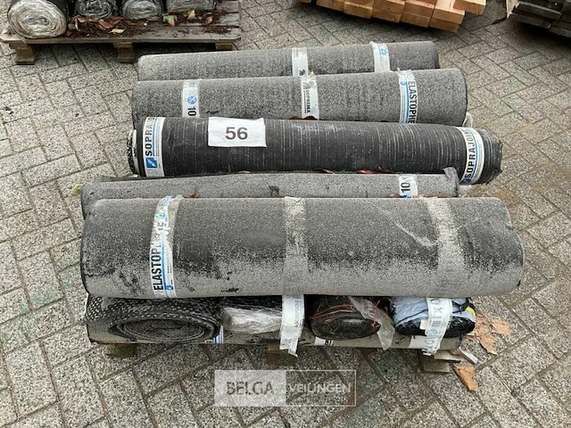 1 pallet diverse rollen bitumineuze dakbedekking - afbeelding 1 van  2