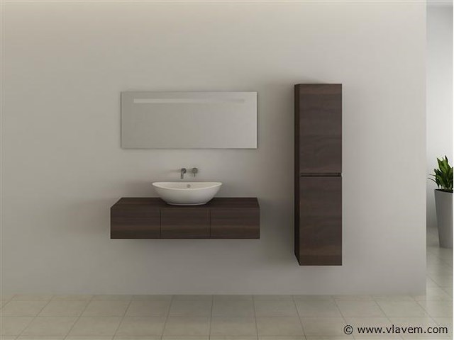 1-persoons badkamermeubel 120 cm donker hout decor - incl. kranen - afbeelding 2 van  5