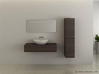 1-persoons badkamermeubel 120 cm donker hout decor - incl. kranen - afbeelding 2 van  5