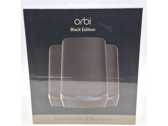 1 router systeem, netgear, orbi black - quad band wifi 6e mesh system - afbeelding 1 van  6