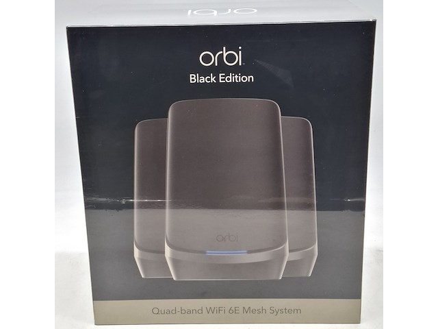 1 router systeem, netgear, orbi black - quad band wifi 6e mesh system - afbeelding 1 van  6