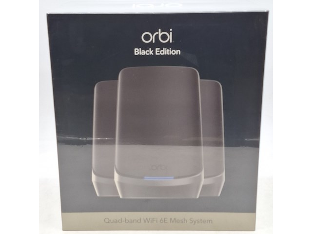 1 router systeem, netgear, orbi black - quad band wifi 6e mesh system - afbeelding 1 van  6