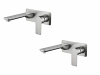 1 set inbouw muurkranen - geborsteld rvs