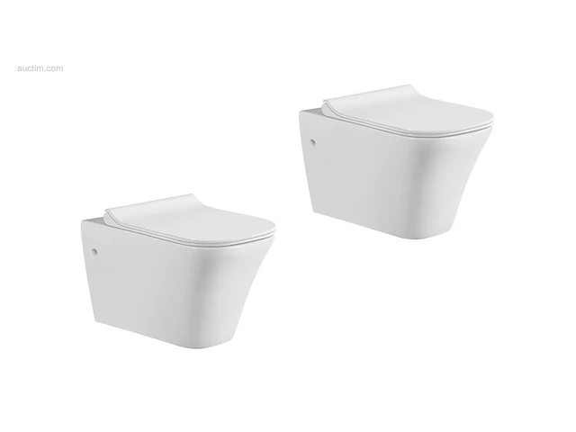 1 set toiletten - wit - hangend - keramiek -... - afbeelding 1 van  4