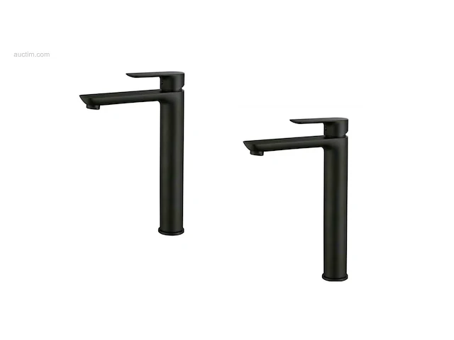 1 set wastafelkranen - mat zwart - afbeelding 1 van  5