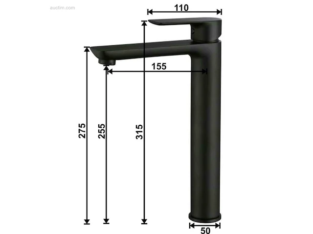 1 set wastafelkranen - mat zwart - afbeelding 5 van  5