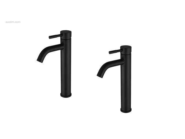 1 set wastafelkranen - mat zwart - afbeelding 1 van  3