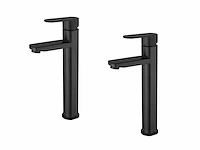 1 set wastafelkranen - mat zwart