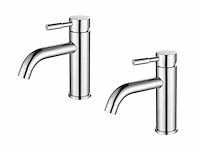 1 set wastafelkranen - rvs geborsteld