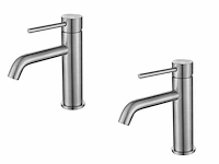 1 set wastafelkranen - rvs geborsteld