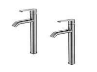 1 set wastafelkranen - rvs geborsteld