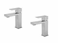 1 set wastafelkranen - rvs geborsteld