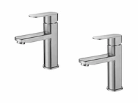 1 set wastafelkranen - rvs geborsteld