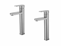 1 set wastafelkranen - rvs geborsteld