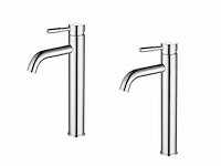 1 set wastafelkranen - rvs geborsteld
