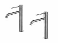 1 set wastafelkranen - rvs geborsteld