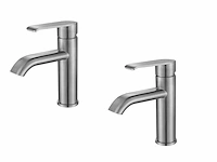 1 set wastafelkranen - rvs geborsteld
