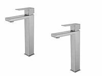 1 set wastafelkranen - rvs geborsteld