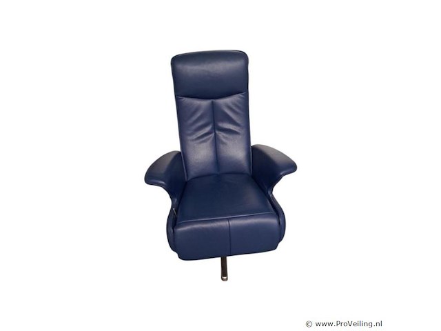 1 x blauwe lederen relaxstoel – comfort & luxe uitstraling - afbeelding 1 van  3