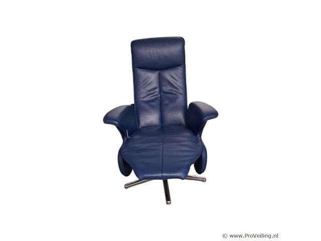 1 x blauwe lederen relaxstoel – comfort & luxe uitstraling - afbeelding 2 van  3