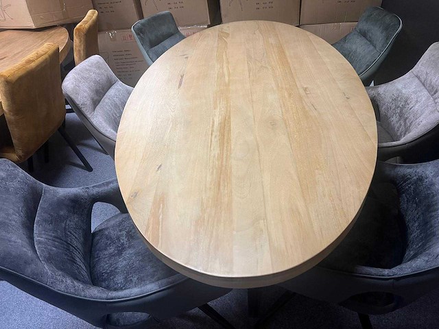 1 x eetkamertafel mango ovaal 200 x 100 x 78 cm, met 6 goossens stoelen - afbeelding 1 van  2