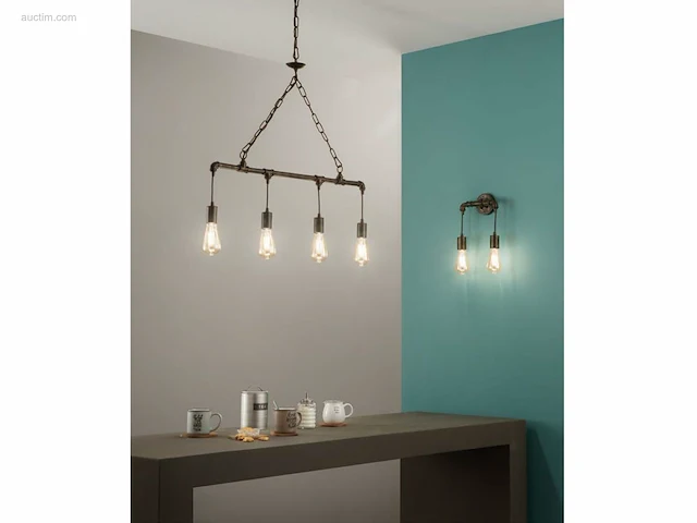 1 x industriële retro hanglamp 4 lichts - afbeelding 7 van  7