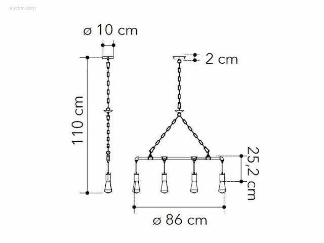 1 x industriële retro hanglamp 6 lichts - afbeelding 4 van  7