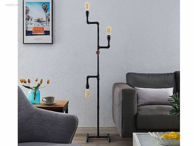 1 x industriële retro vloerlamp 3 lichts - afbeelding 6 van  8