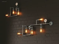 1 x industriële retro wandlamp 3 lichts +5... - afbeelding 2 van  9