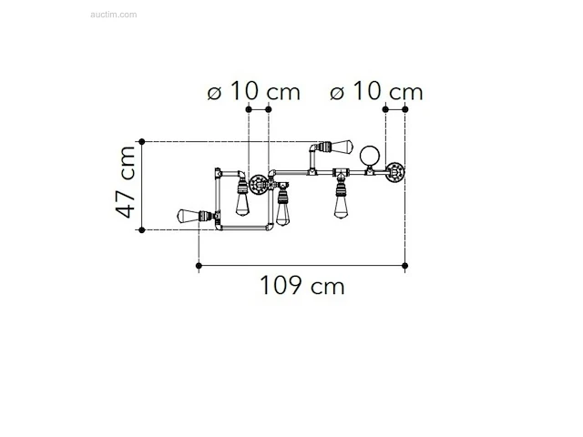 1 x industriële retro wandlamp 5 lichts - afbeelding 4 van  8