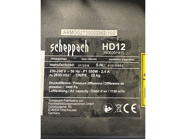 1-zaks afzuiging, scheppach, hd12 - afbeelding 7 van  7