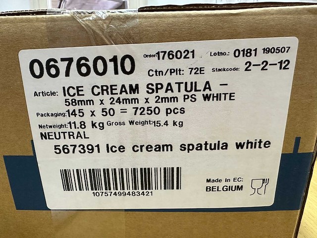 10 dozen met 7250 stuks ijslepels / ijsspatels (totaal 72.500 stuks) - afbeelding 3 van  4